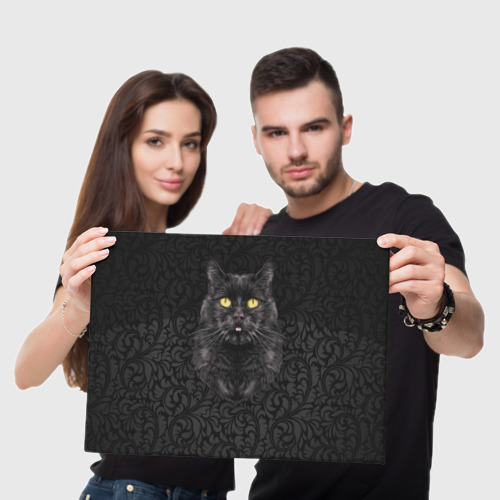 Холст прямоугольный Чёрный котик, цвет 3D печать - фото 5