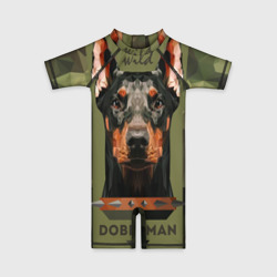 Детский купальный костюм 3D Дикий доберман