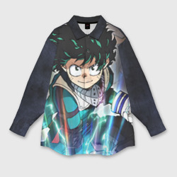 Мужская рубашка oversize 3D My Hero Academia синий свет