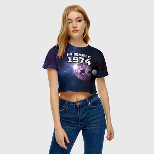 Женская футболка Crop-top 3D На земле с 1974, цвет 3D печать - фото 3