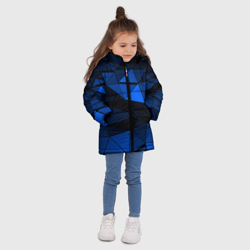 Зимняя куртка для девочек 3D Blue abstraction collection, цвет черный - фото 5