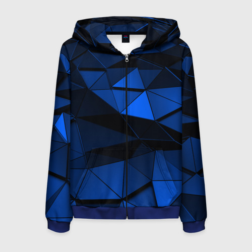 Мужская толстовка 3D на молнии Blue abstraction collection, цвет синий