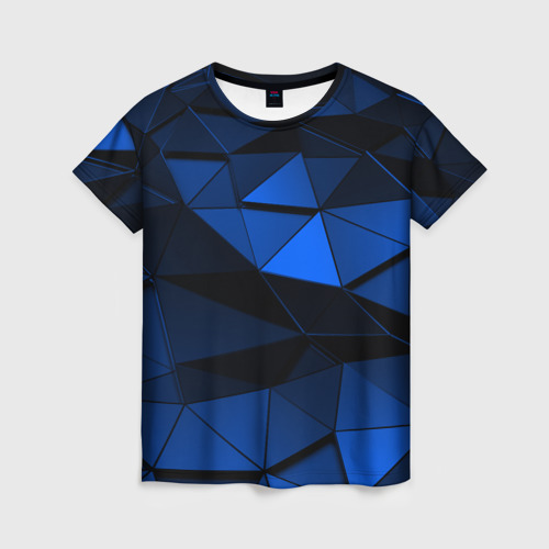 Женская футболка с принтом Blue abstraction collection, вид спереди №1