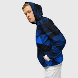 Толстовка с принтом Blue abstraction collection для мужчины, вид на модели спереди №3. Цвет основы: белый