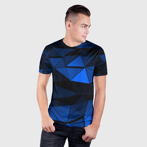 Мужская футболка 3D Slim Blue abstraction collection - фото 3