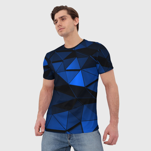 Мужская футболка 3D Blue abstraction collection, цвет 3D печать - фото 3