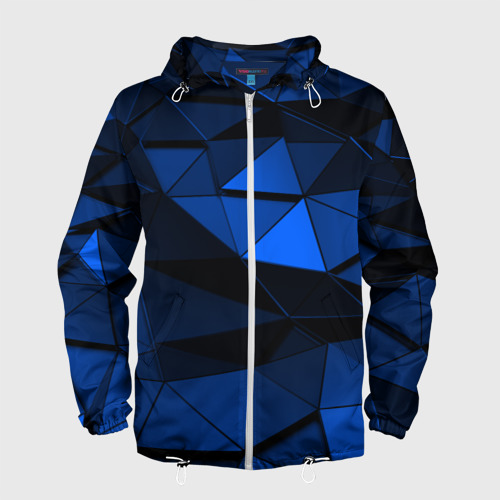 Мужская ветровка 3D Blue abstraction collection, цвет белый