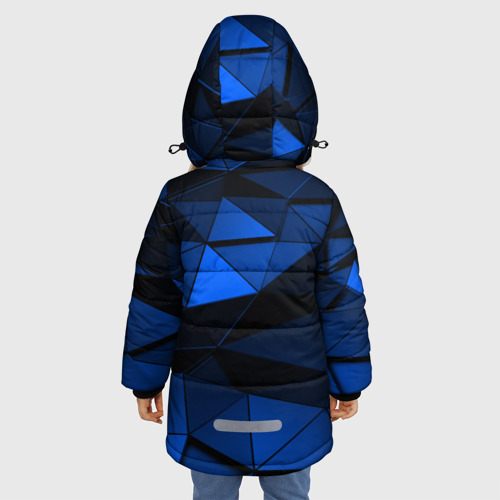Зимняя куртка для девочек 3D Blue abstraction collection, цвет черный - фото 4