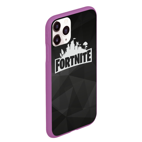 Чехол для iPhone 11 Pro Max матовый Fortnite Black Abstract, цвет фиолетовый - фото 3