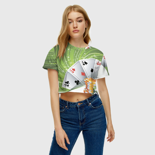 Женская футболка Crop-top 3D Покер Старс, цвет 3D печать - фото 3