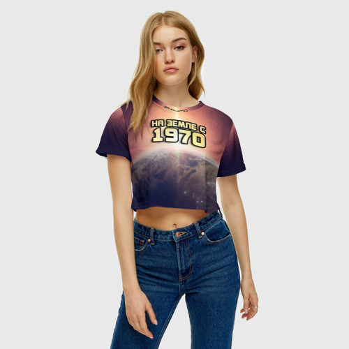 Женская футболка Crop-top 3D На земле с 1970, цвет 3D печать - фото 4