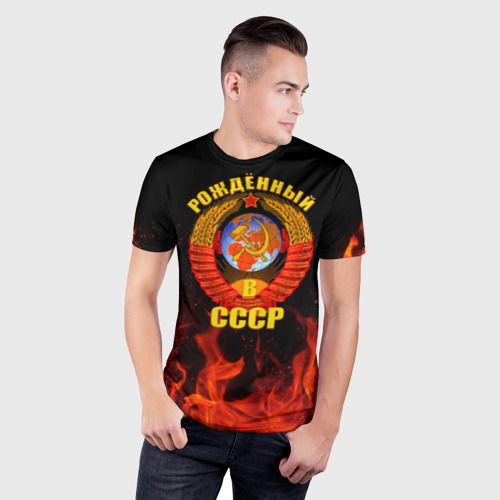 Мужская футболка 3D Slim Рожденный в СССР, цвет 3D печать - фото 3