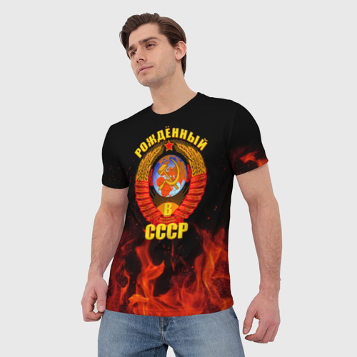Мужская футболка 3D Рожденный в СССР, цвет 3D печать - фото 3