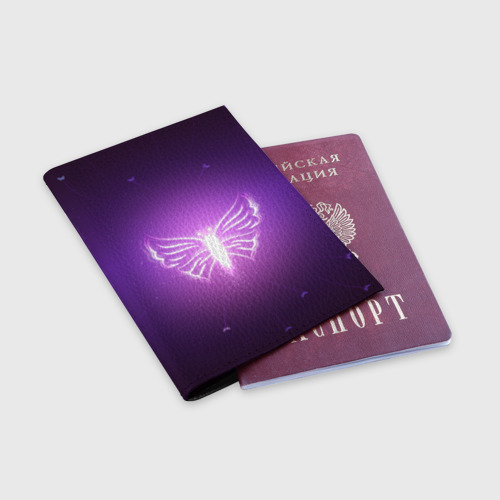 Обложка для паспорта матовая кожа Бабочка - фото 3