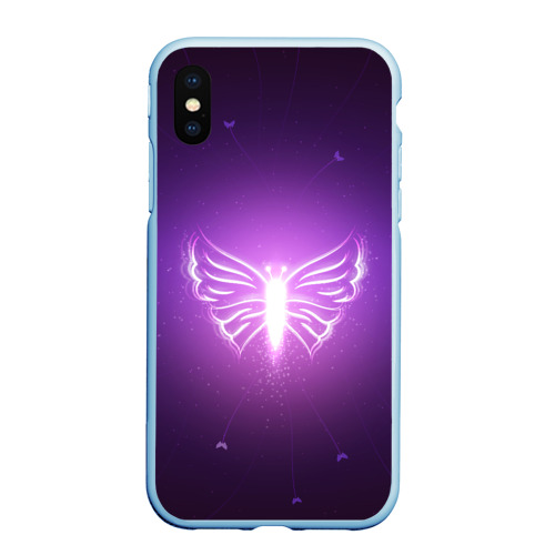 Чехол для iPhone XS Max матовый Бабочка, цвет голубой