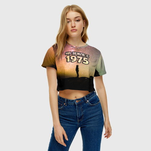 Женская футболка Crop-top 3D На земле с 1975, цвет 3D печать - фото 3