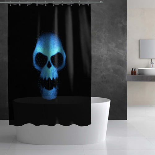 Штора 3D для ванной Синий череп - фото 2