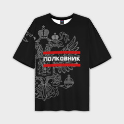 Мужская футболка oversize 3D Полковник, белый герб РФ