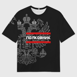 Мужская футболка oversize 3D Полковник, белый герб РФ