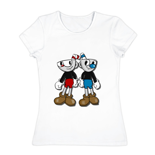 Женская футболка хлопок Cuphead/Mugman Фото 01 Женская футболка хлопок Cuphead/Mugman Фото 01