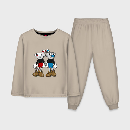 Детская пижама с лонгсливом хлопок Cuphead/Mugman, цвет миндальный