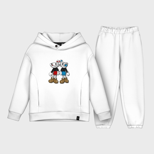 Детский костюм хлопок Oversize Cuphead/Mugman, цвет белый