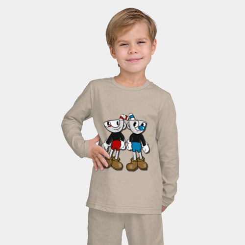 Детская пижама с лонгсливом хлопок Cuphead/Mugman, цвет миндальный - фото 3