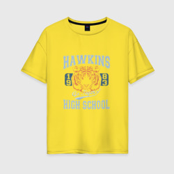 Женская футболка хлопок Oversize Stranger Things Hawkins