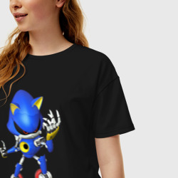 Женская футболка хлопок Oversize Metal Sonic - фото 2