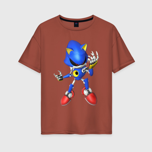 Женская футболка хлопок Oversize Metal Sonic, цвет кирпичный