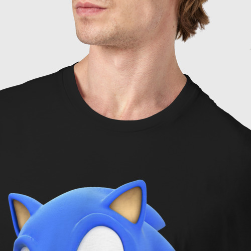 Мужская футболка хлопок Classic Sonic, цвет черный - фото 6