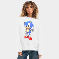 Женский свитшот oversize без начеса хлопок Classic Sonic - фото 2