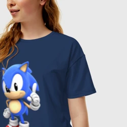 Женская футболка хлопок Oversize Classic Sonic - фото 2