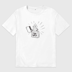 Женская футболка хлопок Oversize Firewalk Чёрная