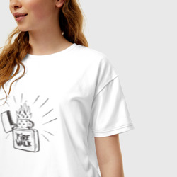 Женская футболка хлопок Oversize Firewalk Чёрная - фото 2