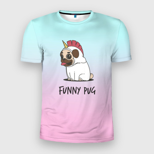 Мужская футболка 3D Slim Funny PUG