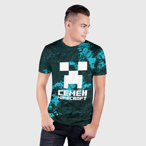 Мужская футболка 3D Slim Семён в стиле Minecraft, цвет 3D печать - фото 3