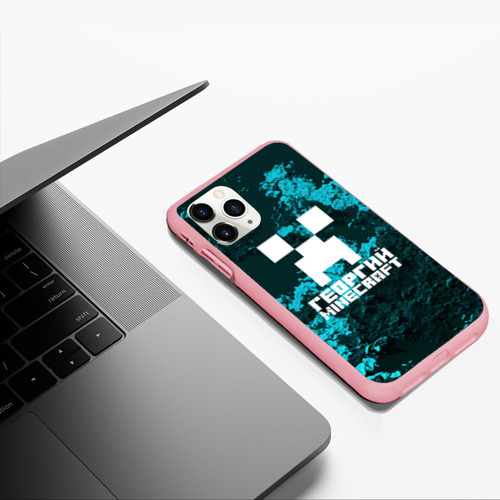 Чехол для iPhone 11 Pro Max матовый Георгий в стиле Minecraft, цвет баблгам - фото 5
