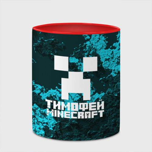 Кружка с полной запечаткой Тимофей в стиле Minecraft, цвет белый + красный - фото 4