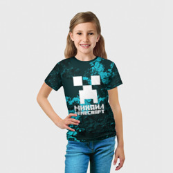 Футболка с принтом Михаил в стиле Minecraft для ребенка, вид на модели спереди №3. Цвет основы: белый