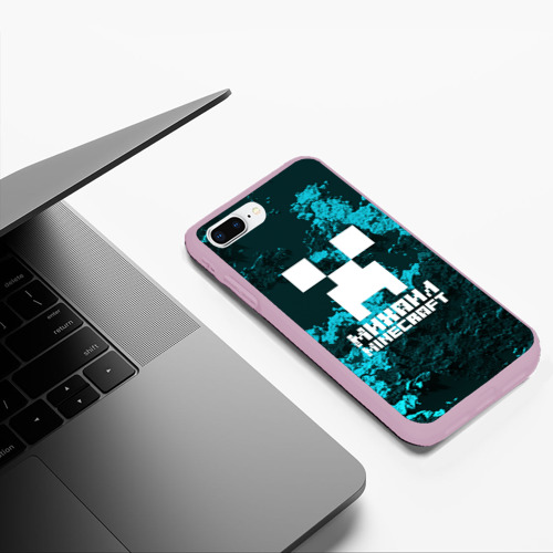 Чехол для iPhone 7Plus/8 Plus матовый Михаил в стиле Minecraft, цвет розовый - фото 5