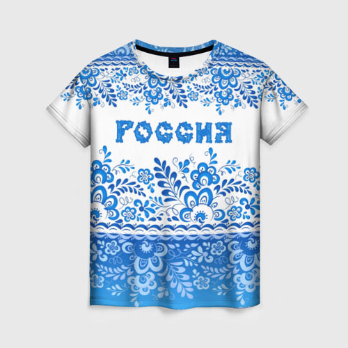 Женская футболка 3D Россия гжель, цвет 3D печать