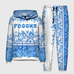 Мужской костюм с толстовкой 3D Россия гжель