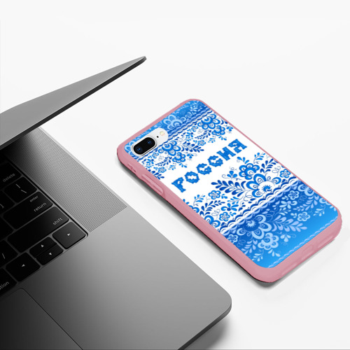 Чехол для iPhone 7Plus/8 Plus матовый с принтом Россия гжель, фото #5