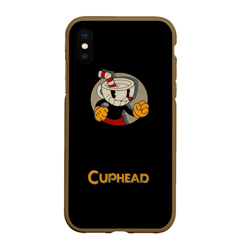 Чехол для iPhone XS Max матовый Cuphead, цвет коричневый