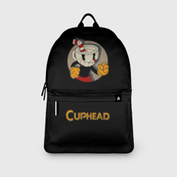 Рюкзак с принтом Cuphead для любого человека, вид спереди №3. Цвет основы: белый