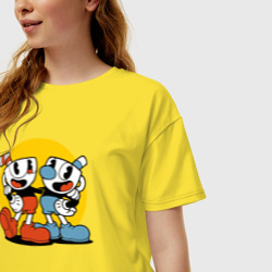 Женская футболка хлопок Oversize Cuphead - фото 2