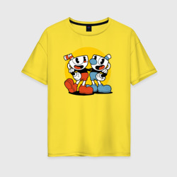 Женская футболка хлопок Oversize Cuphead