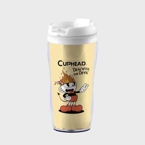 Термокружка-непроливайка Cuphead, цвет белый