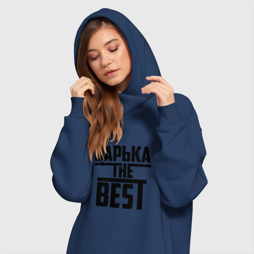 Платье-худи хлопок Варька the best, цвет темно-синий - фото 3